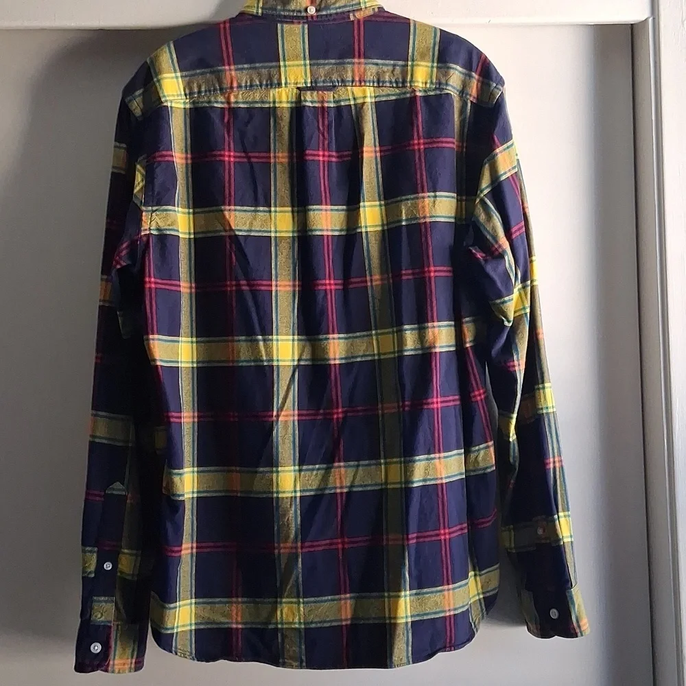 J. Crew Oxford Plaid Long Sleeve Button Down Flannel Size Large
